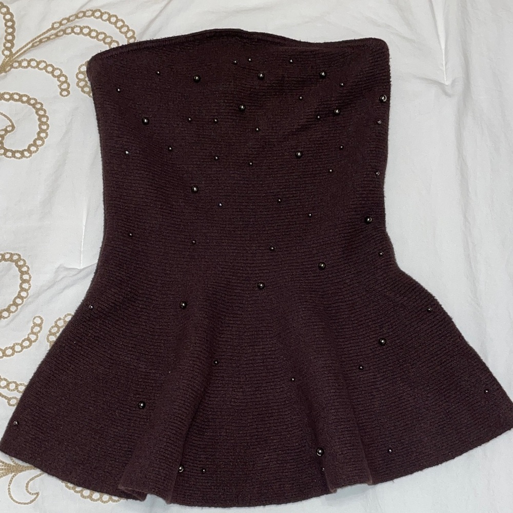 H&M Brown Textured Knit Top